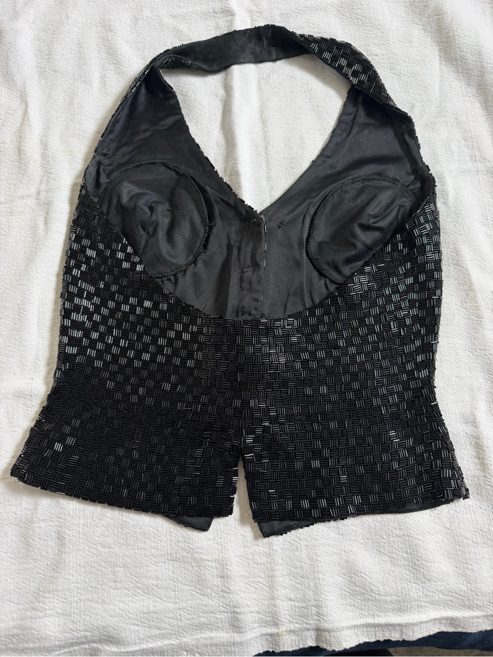 Carmen Marc Valvo Black Textured Halter Vest - Picture 4 of 5